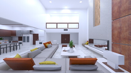 夜景が見えるリビングルーム