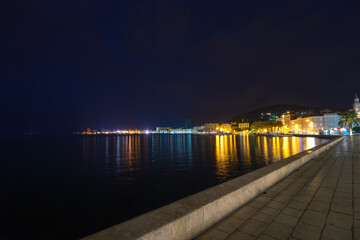Fototapeta na wymiar Riva promenade at night in Split, Croatia