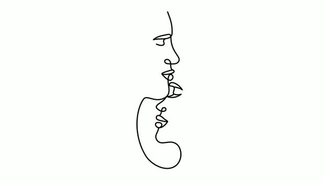 Abstract couple on white in a line art style.