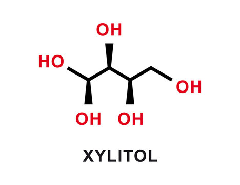 Xylitol chemical formula. Xylitol chemical molecular structure. Vector illustration