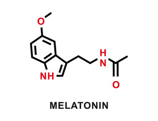 Melatonin chemical formula. Melatonin chemical molecular structure. Vector illustration