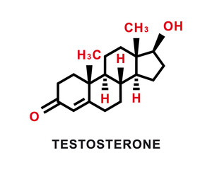 Testosterone chemical formula. Testosterone chemical molecular structure. Vector illustration