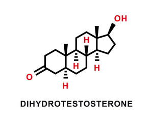 Dihydrotestosterone chemical formula. Dihydrotestosterone chemical molecular structure. Vector illustration