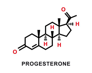 Progesterone chemical formula. Progesterone chemical molecular structure. Vector illustration