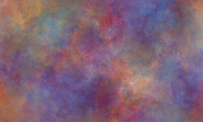 Abstract translucent watercolor background in purple, blue, green, yellow and red tones. Copy space, horizontal banner.