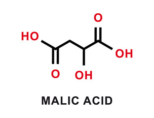 Malic acid chemical formula. Malic acid chemical molecular structure. Vector illustration