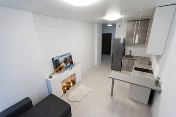 Contemporary apartment with open kitchen and living room