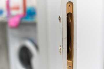 interior door with the lock removed. replacement and repair of the lock.