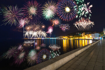 Fireworks near Riva promenade in Split, Croatia