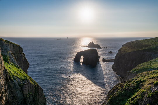 Enys Dodman arch long near Land's End in Cornwall. United Kingdom
