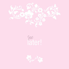 Vector template with classic pink and white floral ornaments or calligraphic vignette