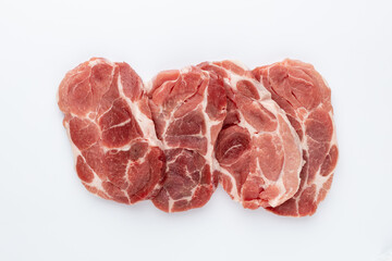 Piece of pork meat isolated on white background.