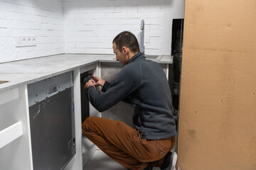 Fototapeta premium Custom kitchen in various of installation base cabinets kitchen remodel