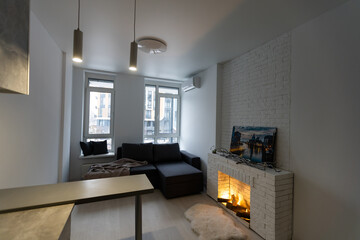 Contemporary apartment with open kitchen and living room