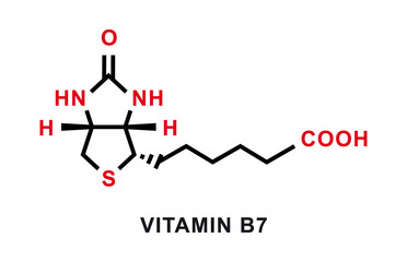 Vitamin B7 chemical formula. Vitamin B7 chemical molecular structure. Vector illustration