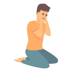 Fototapeta premium Boy panic icon cartoon vector. Mental attack. Fear disorder