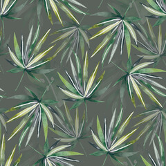 Watercolor Seamless Tropical Pattern Pattern with leaves. Background 