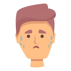 Night fear icon cartoon vector. Stress attack. Man depression