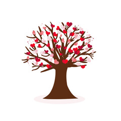 Naklejka na ściany i meble Love tree with lovely red and pink hearts. Happy Valentine's day greeting card