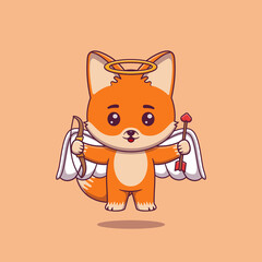 Cute cupid fox with bow and arrow