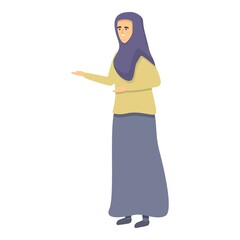 Muslim teacher icon cartoon vector. Online school. Student education