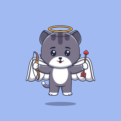 Cute cupid cat with bow and arrow