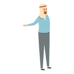 Muslim teacher icon cartoon vector. School class. Man education