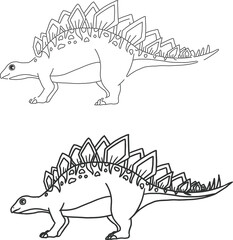 可愛いステゴザウルスの線画 © foolchico