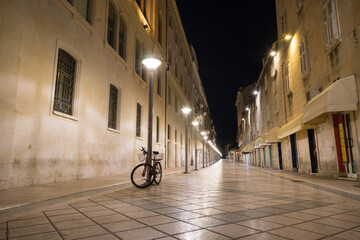 Marmontova street at night in Split. Croatia
