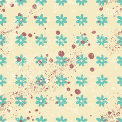 Fototapeta na wymiar Cute drawing in a small abstract flower. Spring floral background. Design concept for fashion print.