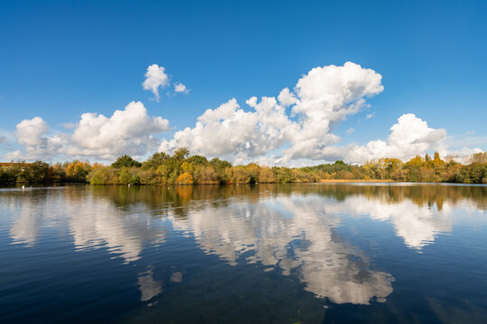 Tongwell lake at autumn season in Milton Keynes. England