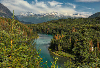 Fototapeta na wymiar Kenai River, Alaska on the Kenai Peninsula