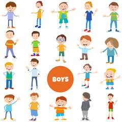 cartoon kid and teen boys characters large set
