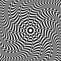 Abstract op art lines pattern. Whirl movement illusion.