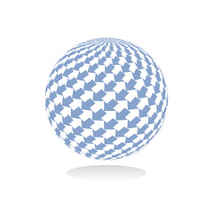 3D spherical globe shape with arrows pattern.