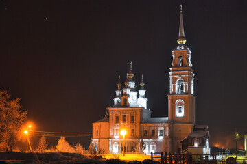 The Church of the Holy Apostles Peter and Paul. Severouralsk. Winter 2021-2022. Night