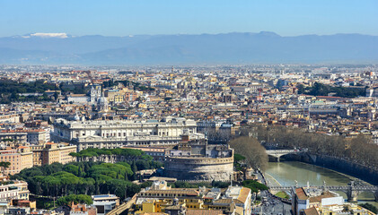 Fototapeta na wymiar Castle of the Holy Angel. View of the Vatican and Rome from above. Vatican. Italy