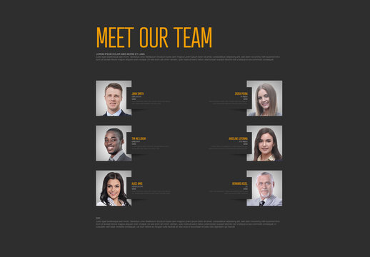 Meet Out Team Dark Presentation Page with Photos