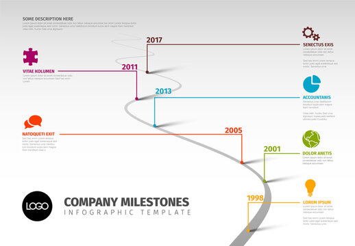 Infographic Road Timeline with Pointers