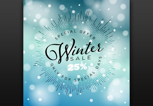 Winter Sale Tag Layout with Sun Rays