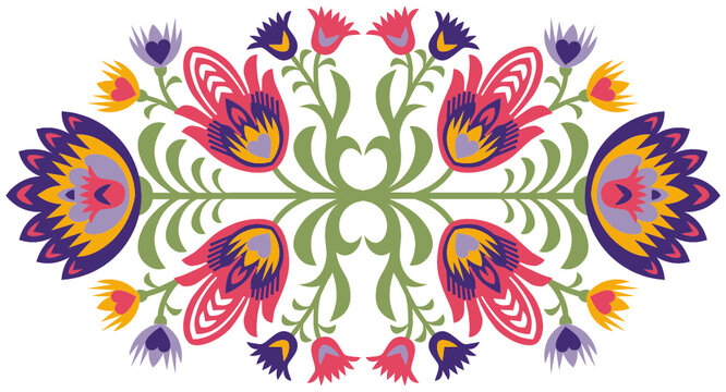 Wycinanki Flower Floral Polish ethnic embroidery design vine Poland folk art papercut