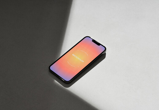 Smartphone on a Gray Background with Shadows