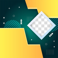 Transparant square green yellow colorful sale post design template background
