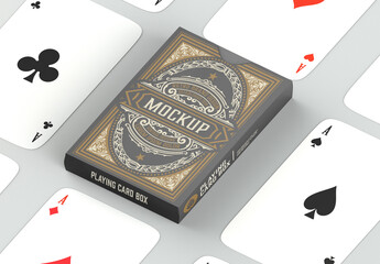 Box with Playing Cards Mockup
