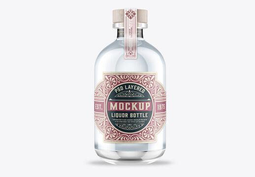 Gin Glass Bottle Mockup