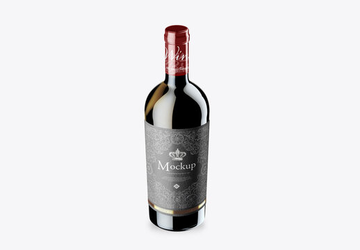 Red Wine Bottle Mockup