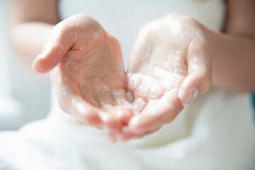 washing hands with soap