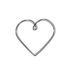 Continuous thin line heart vector illustration, minimalist love sketch doodle. One line art valentine icon, single wedding outline drawing or simple heart logo	