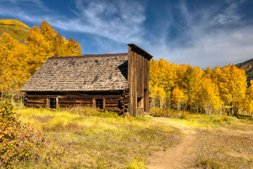 Fototapeta na wymiar Aspen Colorado ghost town in the fall colors of the aspen trees