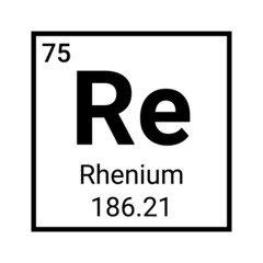 Rhenium chemical symbol periodic education atomic element icon science sign - obrazy, fototapety, plakaty